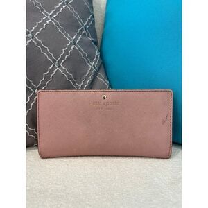 Kate Spade Mikas Pond Stacy Crosshatch Leather bifold‎ wallet pink